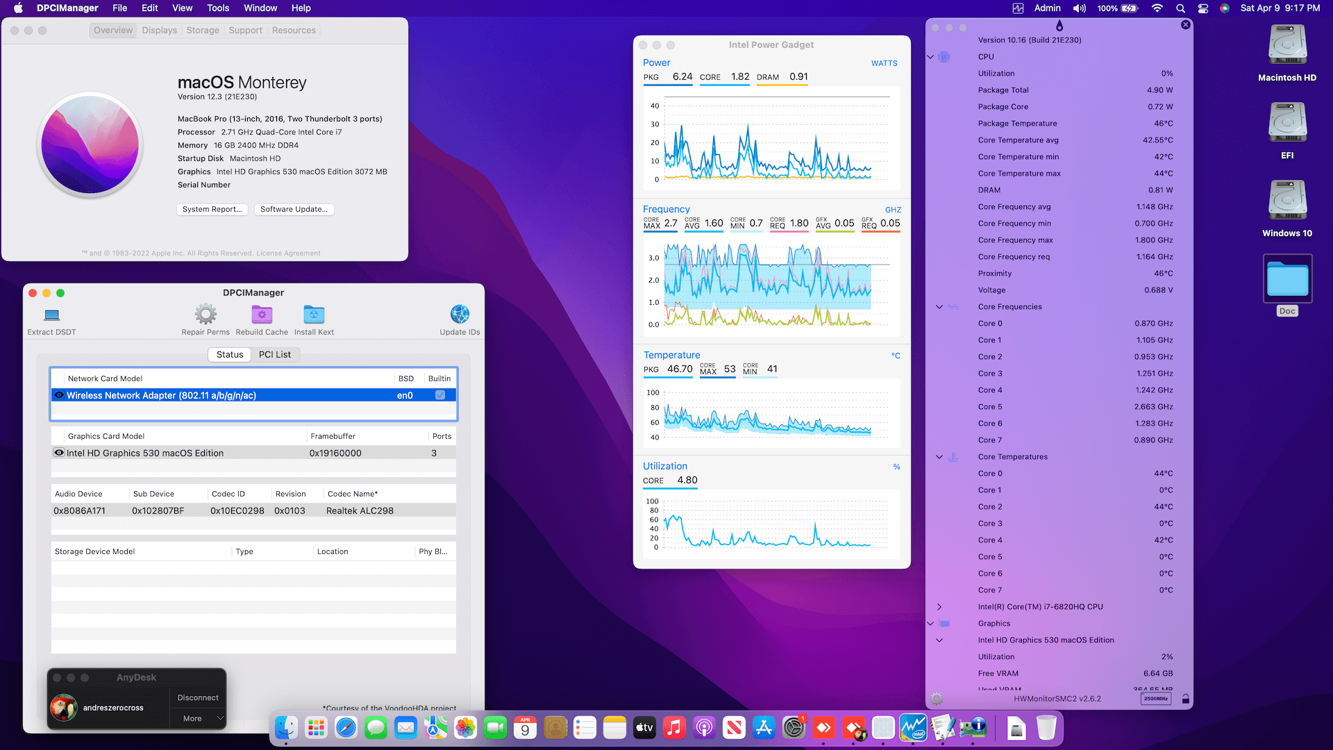 Success Hackintosh macOS Monterey 12.3 Build 21E230 in Dell Precision 5520 Touchscreen